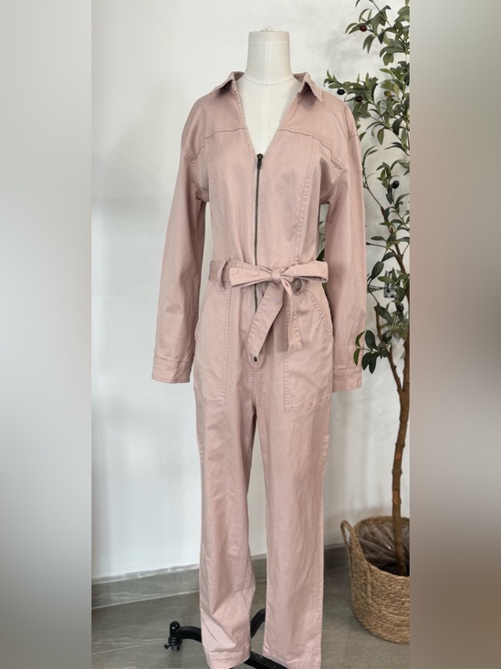 Universal Thread Pants - Universal Thread Size 8 Pink Utility Jumpsuit Belted Zip Front Long Sleeve